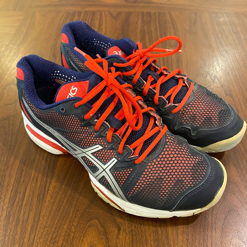 ASICS Red and Navy Tennis Shoes